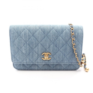 CHANEL Matelasse chain crossbody Shoulder Bag AP1450 denim Blue Used Women GHW
