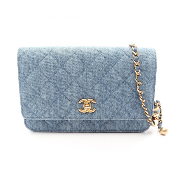CHANEL Matelasse chain crossbody Shoulder Bag AP1450 denim Blue Used Women GHW