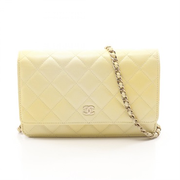 CHANEL Matelasse Gradient chain crossbody Shoulder Bag Calfskin Yellow Used GHW
