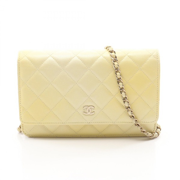 CHANEL Matelasse Gradient chain crossbody Shoulder Bag Calfskin Yellow Used GHW