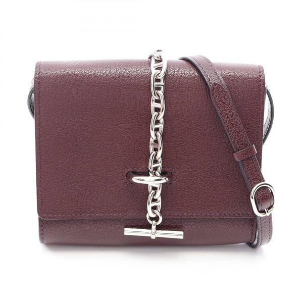 HERMES Chaine dancre To Go Compact Shoulder Bag Chevre leather Rouge sellier B