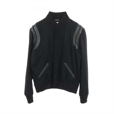 SAINT LAURENT PARIS TEDDY Jacket Stajan Blouson 354718 wool leather BK Used #48