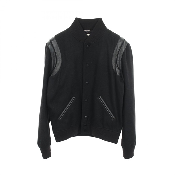 SAINT LAURENT PARIS TEDDY Jacket Stajan Blouson 354718 wool leather BK Used #48