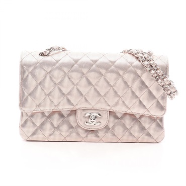 CHANEL Matelasse W flap Chain Shoulder Bag A01112 leather Pink Used Women SHW