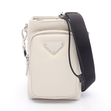 PRADA Smartphone case Shoulder Bag 2ZH155 leather Nylon White Black Used unisex