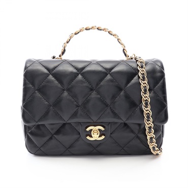 CHANEL Matelasse Top Handle chain crossbody Shoulder Bag AS4212 Lambskin BK GHW