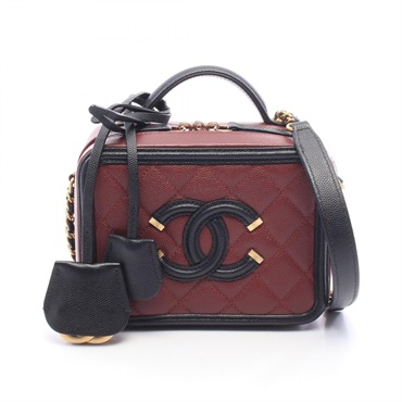 CHANEL CC Figley Small Vanity Shoulder crossbody Bag A93342 leather used GHW