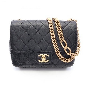 CHANEL Matelasse chain crossbody Shoulder Bag AS3950 leather Black Used GHW