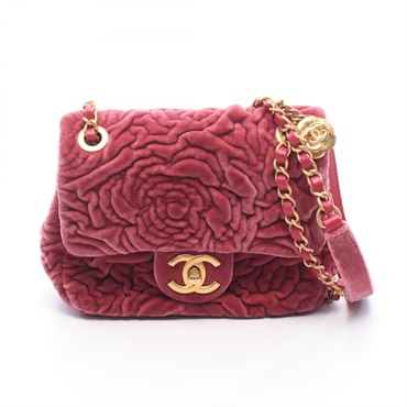 CHANEL Camellia Mini chain Shoulder hand Bag AS2619 Fabric leather Pink Used GHW