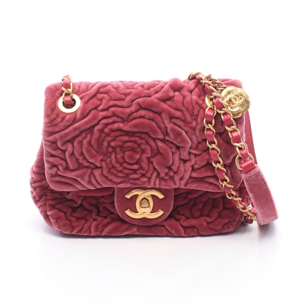 CHANEL Camellia Mini chain Shoulder hand Bag AS2619 Fabric leather Pink Used GHW
