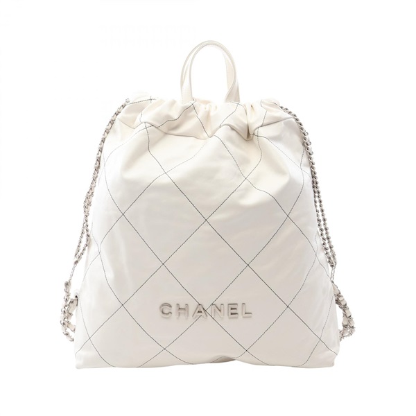 CHANEL Chanel 22 Large Chain Rucksack Backpack AS3313 leather White Used CC