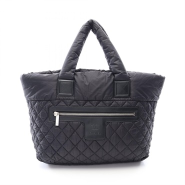 CHANEL Coco Cocoon MM Tote hand Bag A48611 Nylon leather Black Used Women