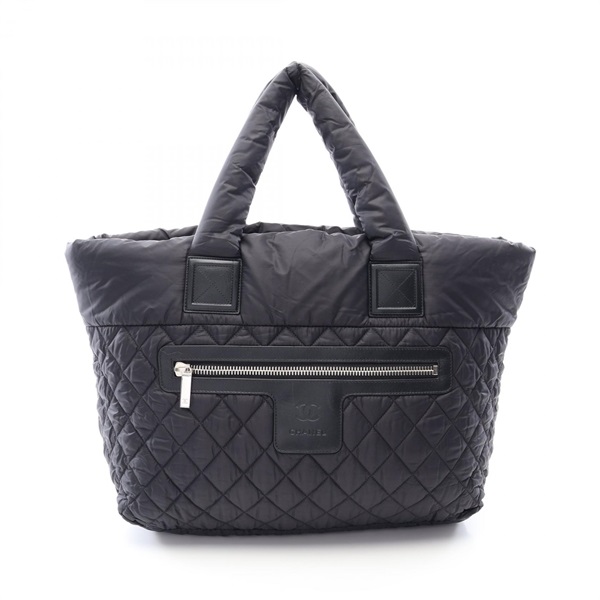CHANEL Coco Cocoon MM Tote hand Bag A48611 Nylon leather Black Used Women