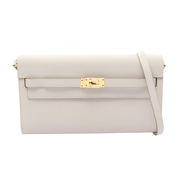 HERMES Kelly Long To Go Outside Stitched crossbody Bag B Epsom craie Used GHW