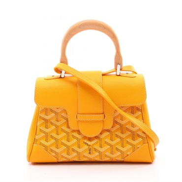 GOYARD Saigon Mini Shoulder Handbag PVC coated canvas leather Yellow Used
