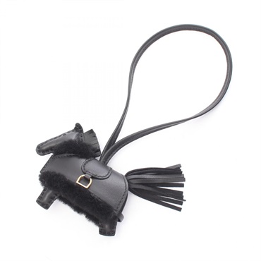 HERMES Rodeo PM Robeo Plush charm G Agneau milo Mouton So Black preowned Women