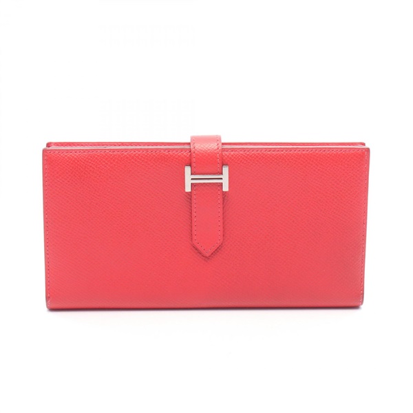 HERMES Bearn Soufflet Bifold purse wallet T Epsom Bougainvillier Used SHW