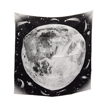 HERMES Carre70 CLAIR DE LUNE Scarf 66cm silk Black White preowned women