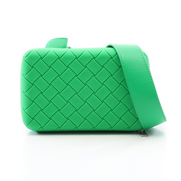 BOTTEGA VENETA Intrecciato Shoulder crossbody Bag rubber leather Green Used mens