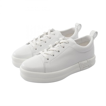 HERMES Happy Sneakers Shoes 232109Z leather White Preowned Women #38