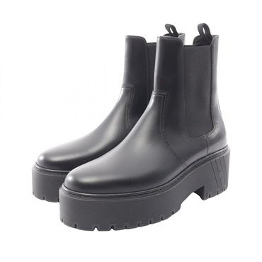 HERMES Harrow Short Boots Shoes 232061Z leather Black Preowned Women #38.5