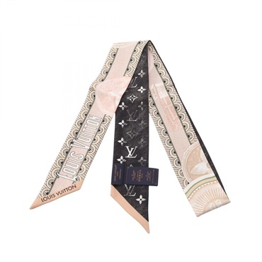 LOUIS VUITTON Bandeau BB Mar Merveilleuse Scarf M93323 silk Beige Black Used LV