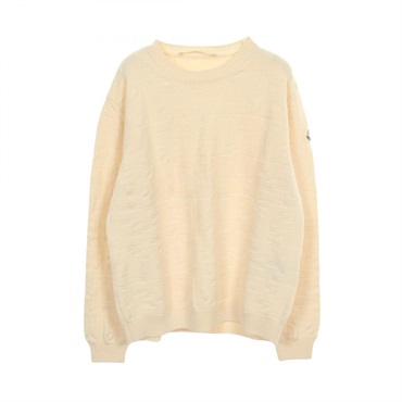 MONCLER All-over logo Crew neck Knitwear Sweater wool Beige Used mens size M