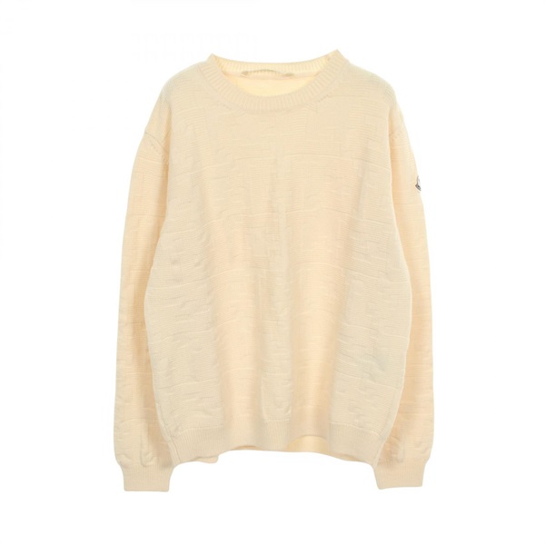 MONCLER All-over logo Crew neck Knitwear Sweater wool Beige Used mens size M