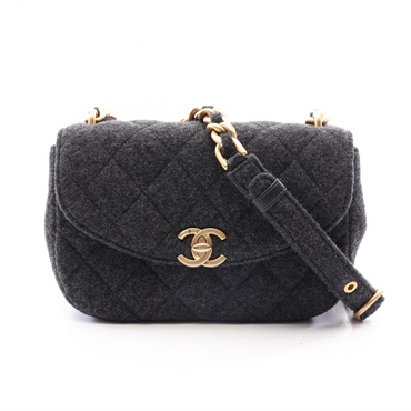 CHANEL Matelasse chain crossbody Shoulder Bag AS4397 Feutre Gray Used Women GHW