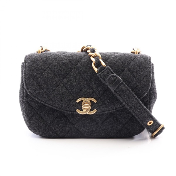 CHANEL Matelasse chain crossbody Shoulder Bag AS4397 Feutre Gray Used Women GHW