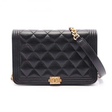 CHANEL Boy Chanel Matelasse chain crossbody Shoulder Bag AP1117 Lambskin BK Used