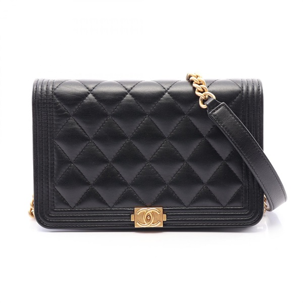 CHANEL Boy Chanel Matelasse chain crossbody Shoulder Bag AP1117 Lambskin BK Used