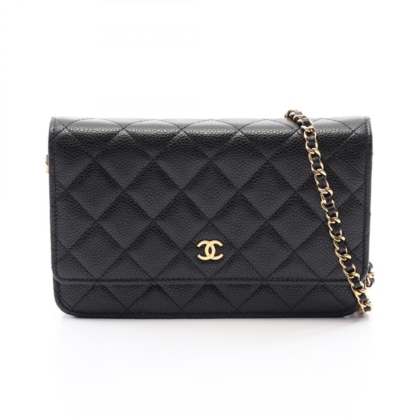CHANEL Matelasse chain crossbody Shoulder Bag AP0250 leather Black Used GHW
