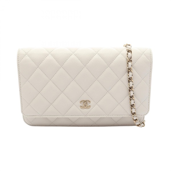 CHANEL Matelasse chain crossbody Shoulder Bag AP0250 leather White Used GHW