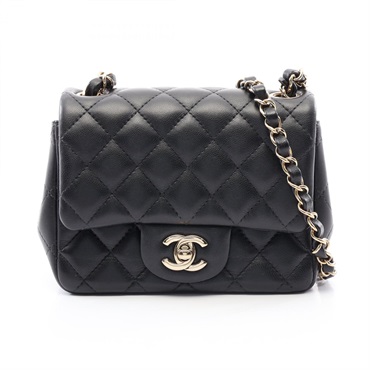 CHANEL Mini Matelasse chain crossbody Shoulder Bag A35200 Lambskin BK Used GHW