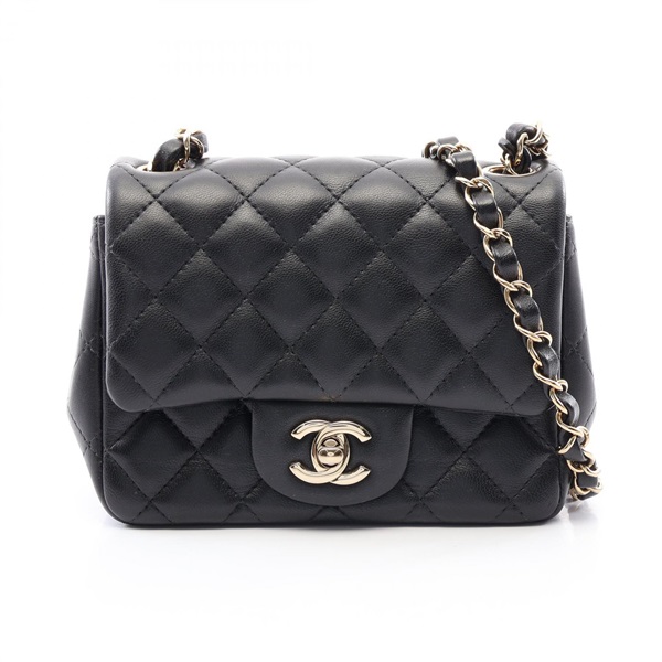 CHANEL Mini Matelasse chain crossbody Shoulder Bag A35200 Lambskin BK Used GHW