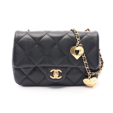 CHANEL Matelasse chain crossbody Shoulder Bag AS3457 Lambskin Black Used GHW