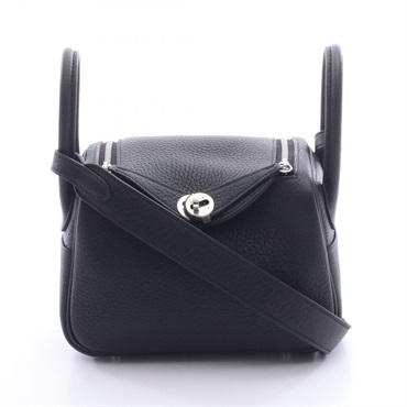 HERMES Lindy Mini Crossbody Shoulder Bag Clemence leather Black Preonwed SHW K