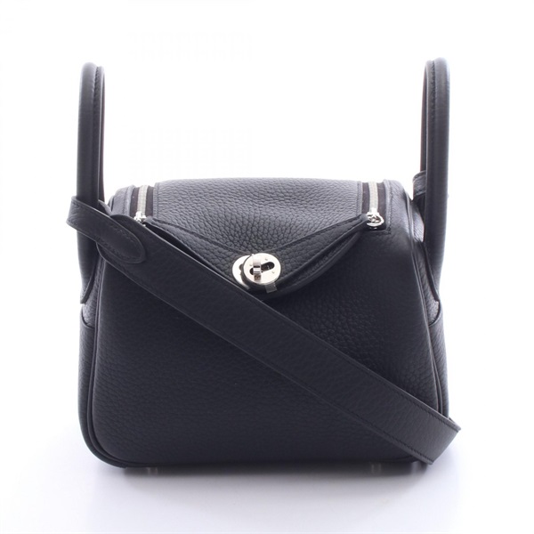 HERMES Lindy Mini Crossbody Shoulder Bag Clemence leather Black Preonwed SHW K
