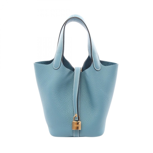 HERMES Picotin Lock PM Tote Handbag Clemence leather New Blue Jeans Preowned GHW