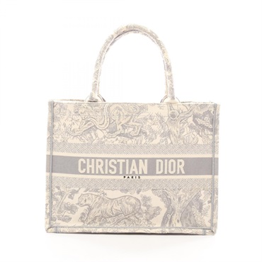 Christian Dior BOOK TOTE Medium hand Bag canvas Beige Gray Used Women