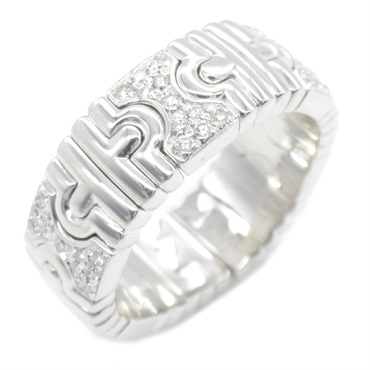 BVLGARI Parentesi diamond Ring K18 WG White Gold Clear Used US size #9