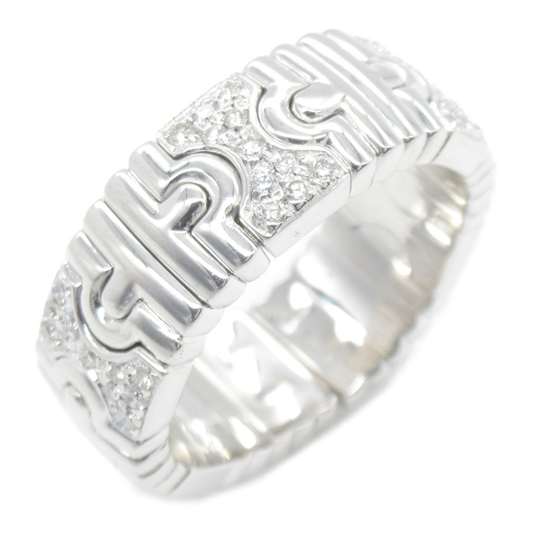 BVLGARI Parentesi diamond Ring K18 WG White Gold Clear Used US size #9