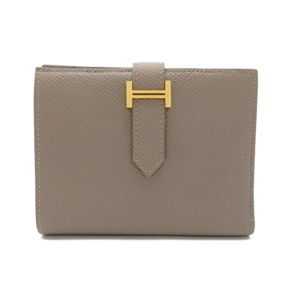 HERMES Bearn Compact bifold purse C Epsom leather Gris asphalt GHW Used