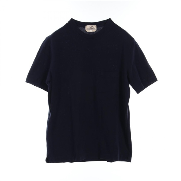 HERMES Tops T Shirts short sleeve cotton Navy Used mens size S