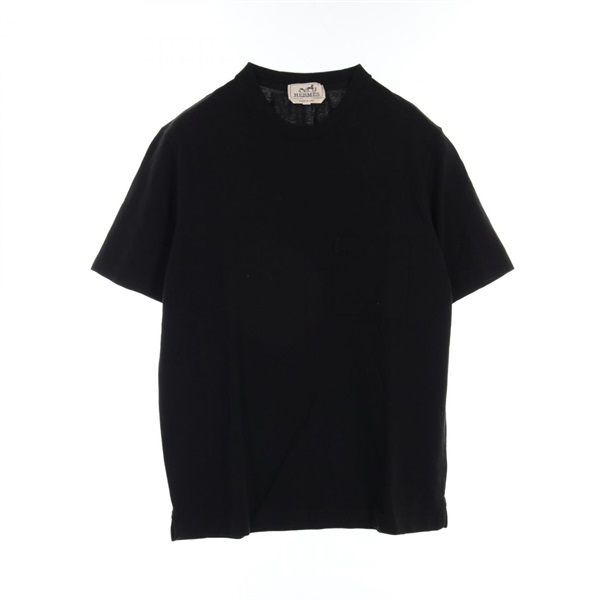 Hermes T-Shirt Embroidered Pocket Straight Tee Black 40