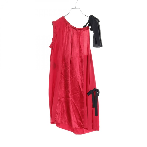 PRADA one piece dress sleeveless #42 0000ETC034600002 silk Red Black Used