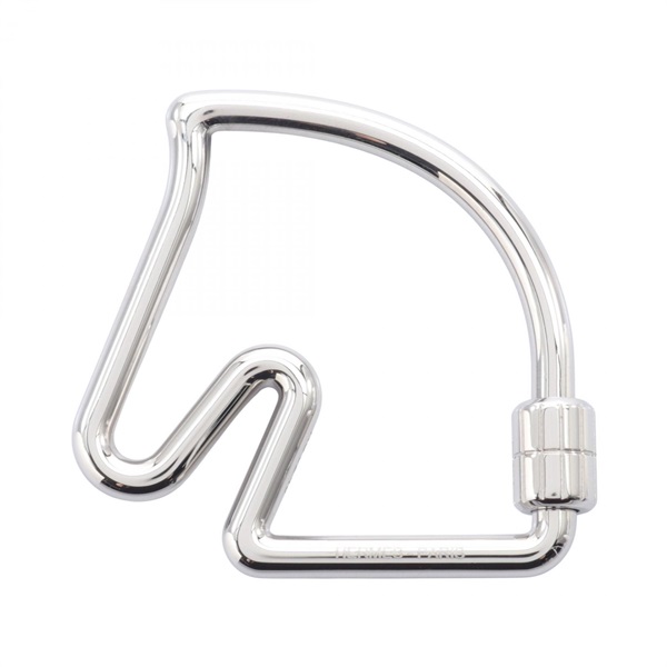 HERMES Cheval key ring metal Silver Used Women