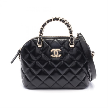 CHANEL Matelasse 2way Shoulder crossbody Bag AS5130 leather Black Used GHW