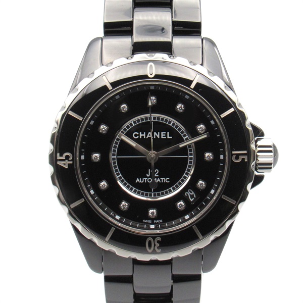 CHANEL J12 12P Diamond Wrist Watch H1626 Automatic winding ceramic Used mens